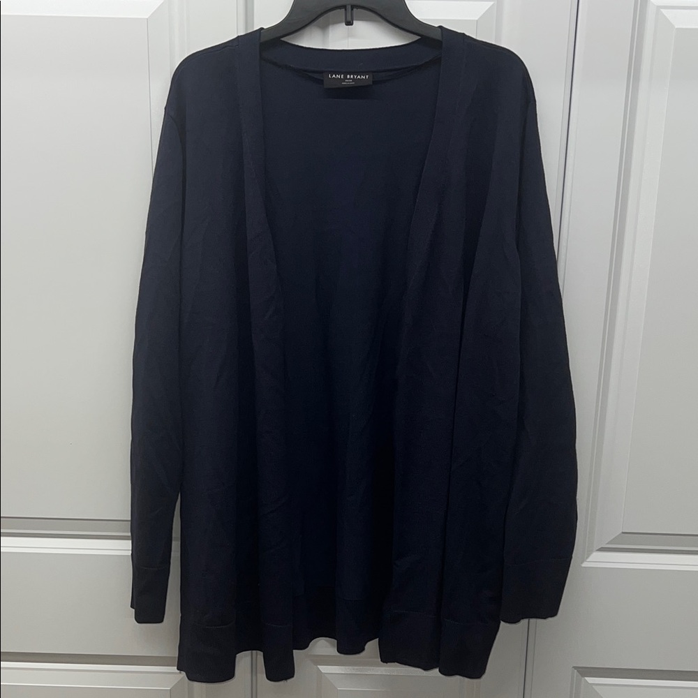 Lane Bryant Navy Blue Open Front Knit Cardigan Plus Size 26/28